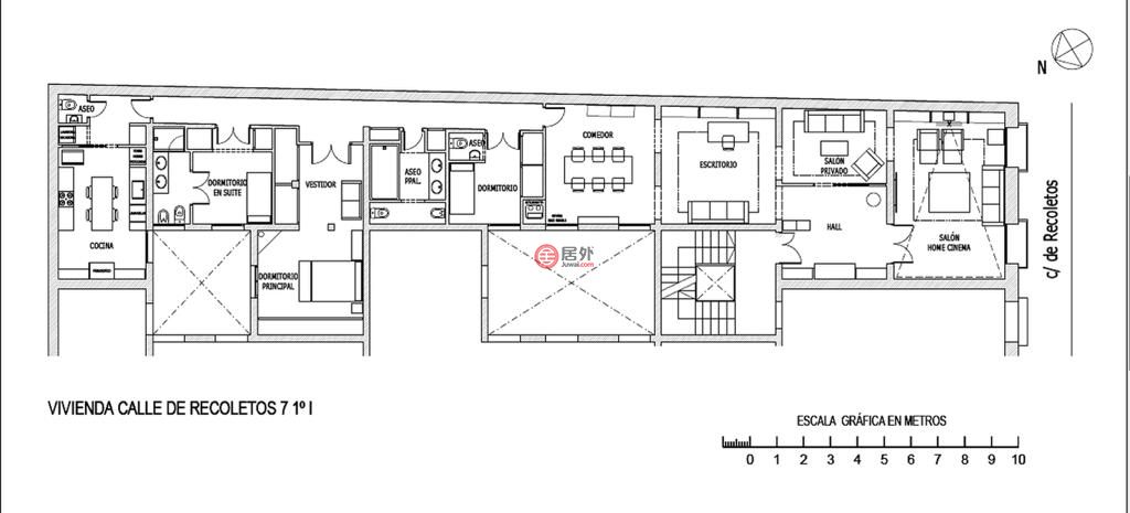 西班牙马德里马德里的公寓，CALLE RECOLETOS 7新装豪华公寓，编号68085729