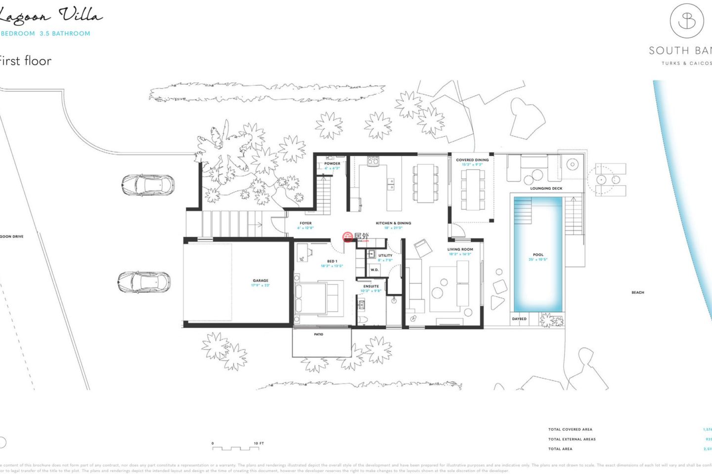 特克斯與凱科斯群島的独栋别墅，South Bank Lagoon Beach Villa 7，编号77992119