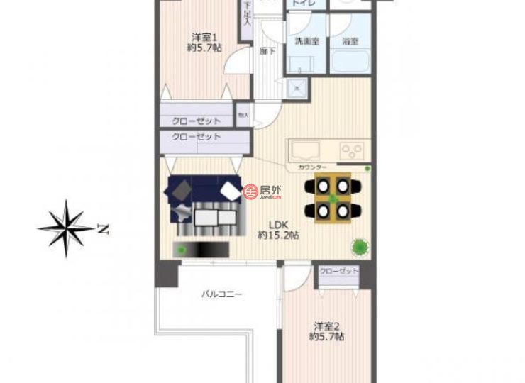 日本fukuoka Prefecture福冈市2卧1卫133万公寓60平方米房产 居外网